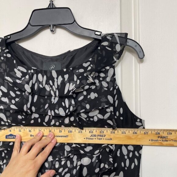 Adrianna Papell Sleeveless Black & White Tiered Ruffle Mini Dress Size 6 - Picture 11 of 11